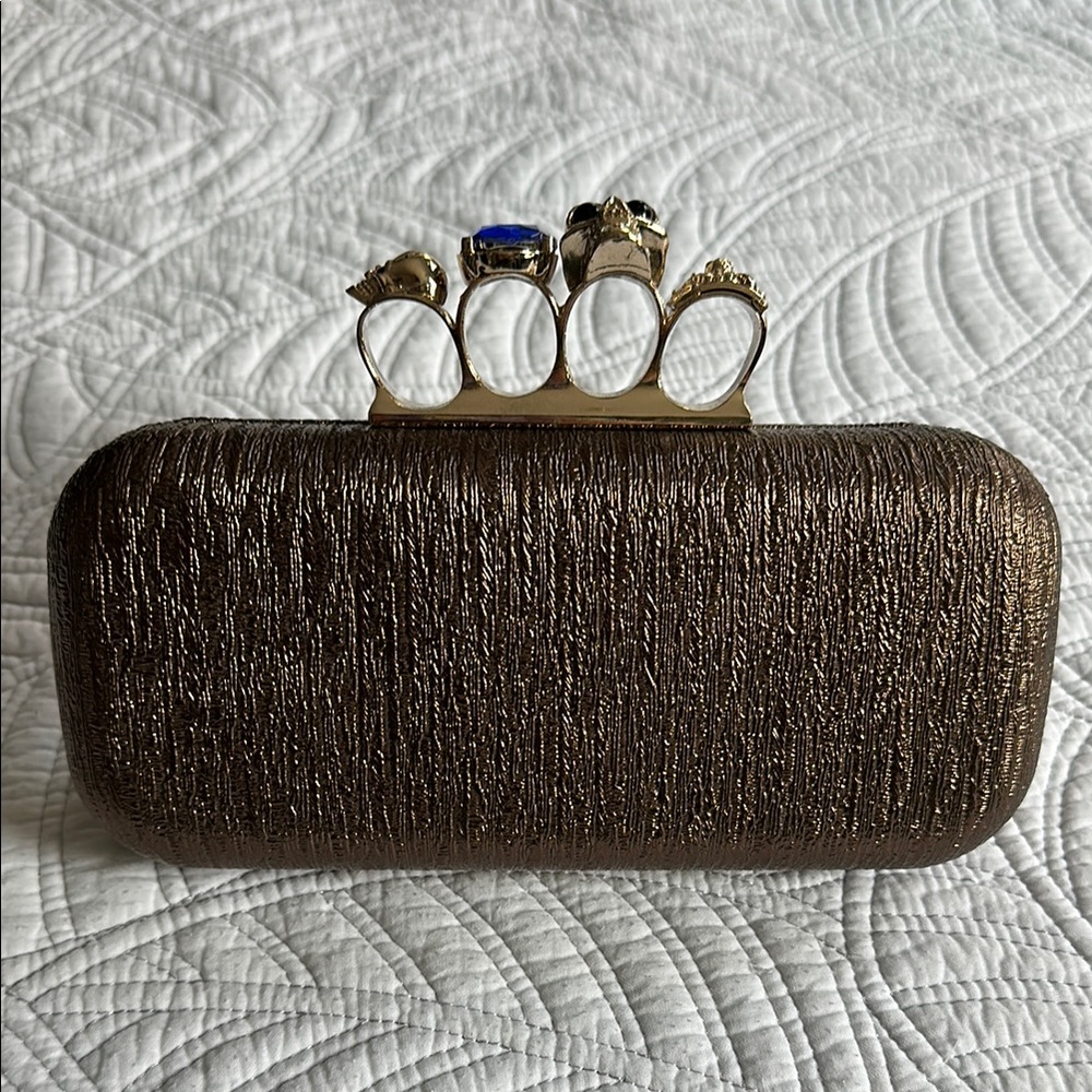 COPY - Elegant Bronze Clutch with Knuckle Rings